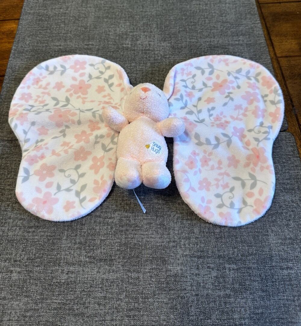 Kids Preferred Snug Hugs Bunny Plush Baby Lovey Pink Big Floral Ears Rabbit EUC